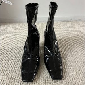 Zara Patent Finish black shiny sock boot Size 36